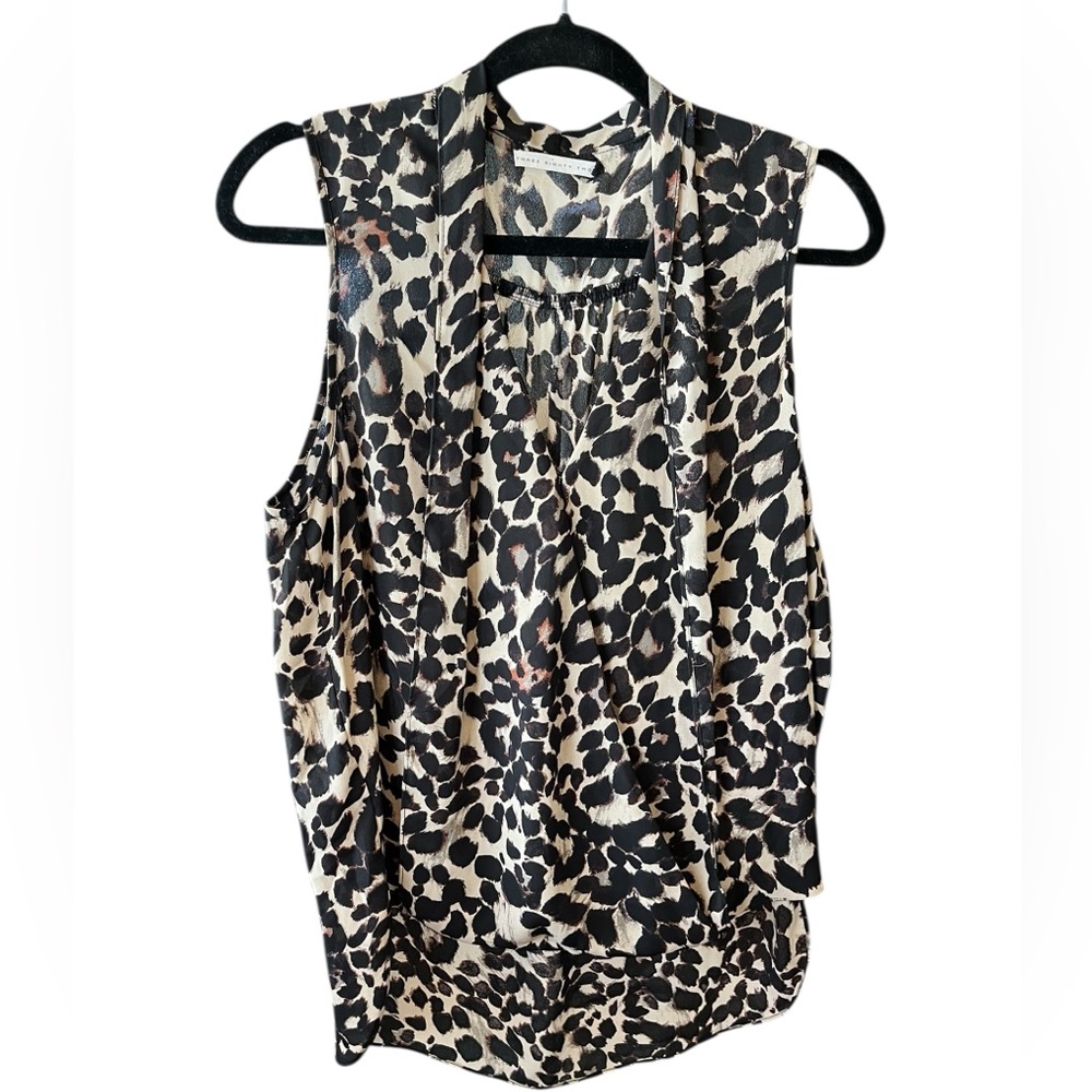 Three Eighty Two Leopard Cheetah Animal Print Blouse Top Large